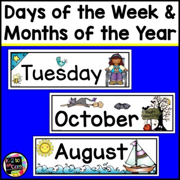 Preview of Days of the Week Labels and Months of the Year Labels | Calendar Cards