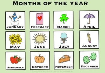 Preview of Months of the Year Printable Chart (English Version)