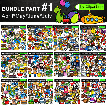 Preview of Months of the Year Clip Art BUNDLE #1/ April/ May/ June/ July/ Holidays National