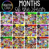 Months of the Year Clipart Bundle {Spring Kids, St. Patric