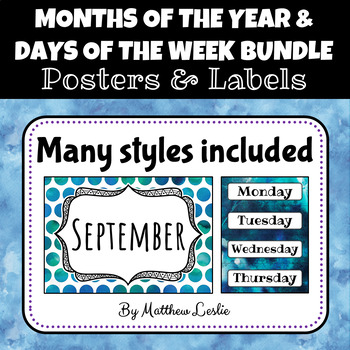 Preview of Months of the Year & Days of the Week Bundle (Posters & Labels)