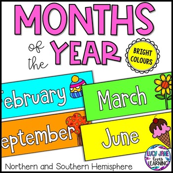 Months of the Year Labels {Bright Colors} by Mrs Panda's Classroom