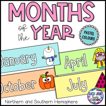 Months of the Year Labels Pastel by Lucy Jane Loves Learning | TpT