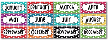 Preview of Months of the Year  Header - Rainbow Polka Dot - Word Wall - Bulletin Board