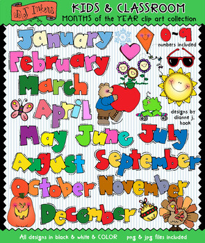 Preview of Months of the Year Clip Art - Kids and Classroom Download