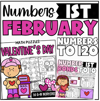 Preview of Valentine’s Day 1st Grade Math Worksheets + Task Cards