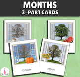 Months of the Year Montessori 3-part cards New Year's 2021