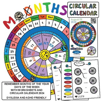 Preview of Months of the Year Multisensory Course with Worksheets + Circular Calendar 2024