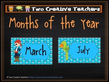Educational Wall Charts Months of the Year Poster Pirates Theme Kids Child 