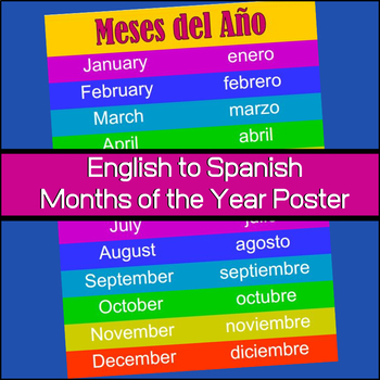 Months of the Year Poster - English / Spanish (FREEBIE)