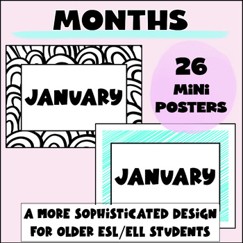 Preview of Months of the Year Posters for Middle & High School ESL Students