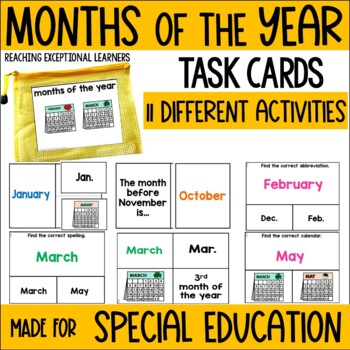 Preview of Months of the Year Task Cards Special Education