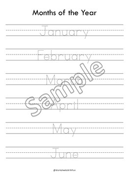 Months of the Year Tracing Worksheets, Months of the Year Printables, T ...