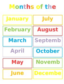Preview of Months of the Year/Days of the Week Poster