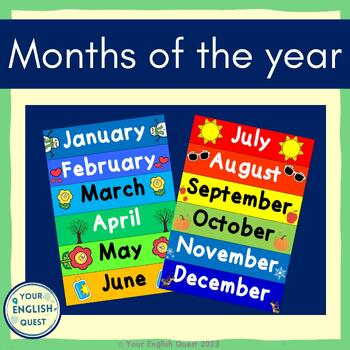Months of the year flashcards or poster by Your English Quest | TPT