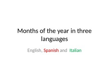 Preview of Months of the year in three languages