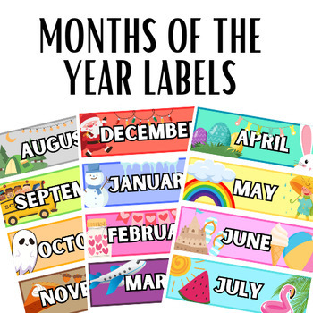 Months of year labels by Miss Lorraine Kindergarten | TPT