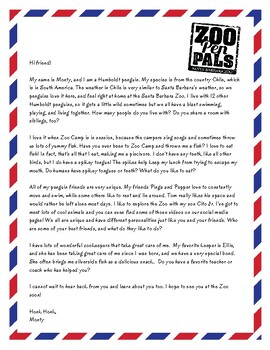 Preview of Monty the Humboldt Penguin Penpal; Letter, Activity Sheet and How-to-Draw