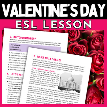 Preview of Valentine's Day ESL Lesson - Reading, Speaking, Writing Activities