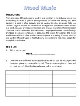 music and mood worksheet