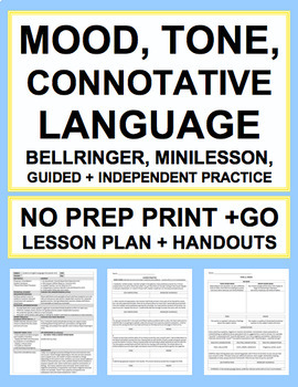 Preview of Mood Tone Connotation: NO PREP Lesson Plan & Student Materials