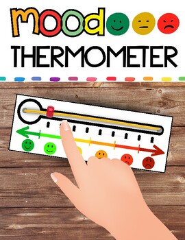 Preview of Mood Thermometer, SEL Learning, Emotions Chart, Emotional Awareness