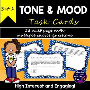 Preview of Tone and Mood Task Cards Set 1  and Digital with TpT Easel