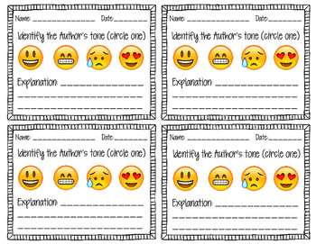 Mood and Tone Analysis using Emojis Exit Slip Formative Assessment