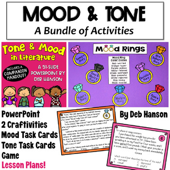 Preview of Mood and Tone Bundle of Activities: Worksheets, Task Cards, Short Stories