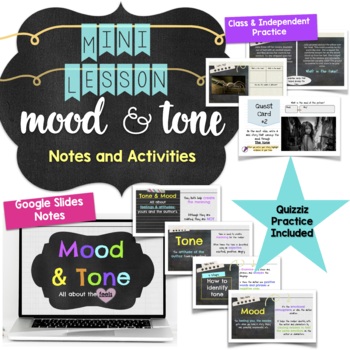 Preview of Mood and Tone Mini Lesson Notes & Activities for Middle School