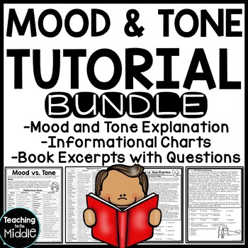 Preview of Mood and Tone Practice Worksheet Bundle for Middle School Language Arts