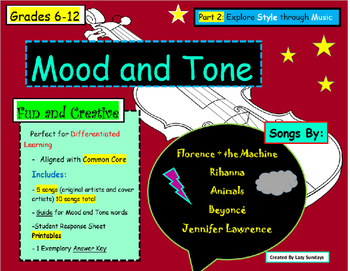Preview of Mood and Tone in Music- Teaching Style with Rihanna and Florence and the Machine