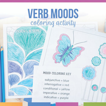 Preview of Moods in Verbs Coloring Activity | Verb Moods Grammar Activity