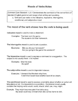 Preview of Moods of Verbs