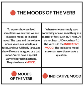 Preview of Moods of the Verb Upper Elementary - Montessori Lesson Material