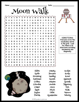 astronomy unit supplement moon walk word search by