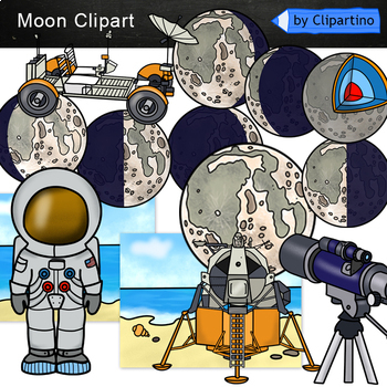 Preview of Moon Clip Art / Lunar Cycle / Phases of the Moon clipart