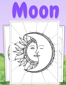 Preview of Moon Coloring Pages (PDF Printables)