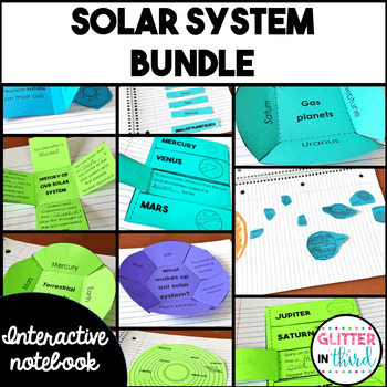 Preview of Moon, Earth, sun, planets, solar system Activities Interactive Notebook BUNDLE