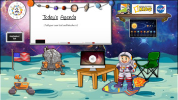 Preview of Moon Landscape: Interactive Themed Virtual Classroom + Space Banner