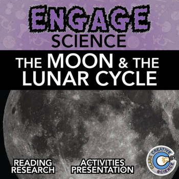 Preview of Moon & Lunar Cycle Resources - Reading, Printable Activities, Notes & Slides