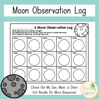 Preview of Moon Observation Log - Freebie!
