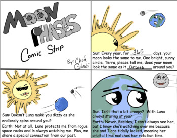 Preview of Moon Phase Comic Strip - Review Guide - Worksheet - NEW
