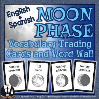 Preview of Moon Phase Trading Card Activities and Word Wall