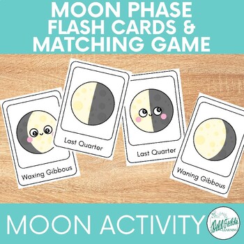 Preview of Moon Phase Flashcards and Matching Game Activity