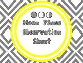 Moon Phase Observation Recording Sheet