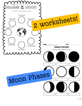 Preview of Moon Phases - 2 worksheets - Science Phases of the Moon