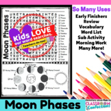 Moon Phases Activity: Moon Phases Word Search: Vocabulary