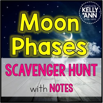 Preview of Moon Phases Activity with notes - Phases of the Moon Scavenger Hunt