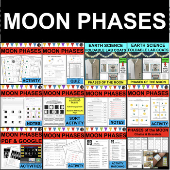 Preview of Moon Phases BUNDLE Activities for Earth Science Astronomy Phases of the Moon